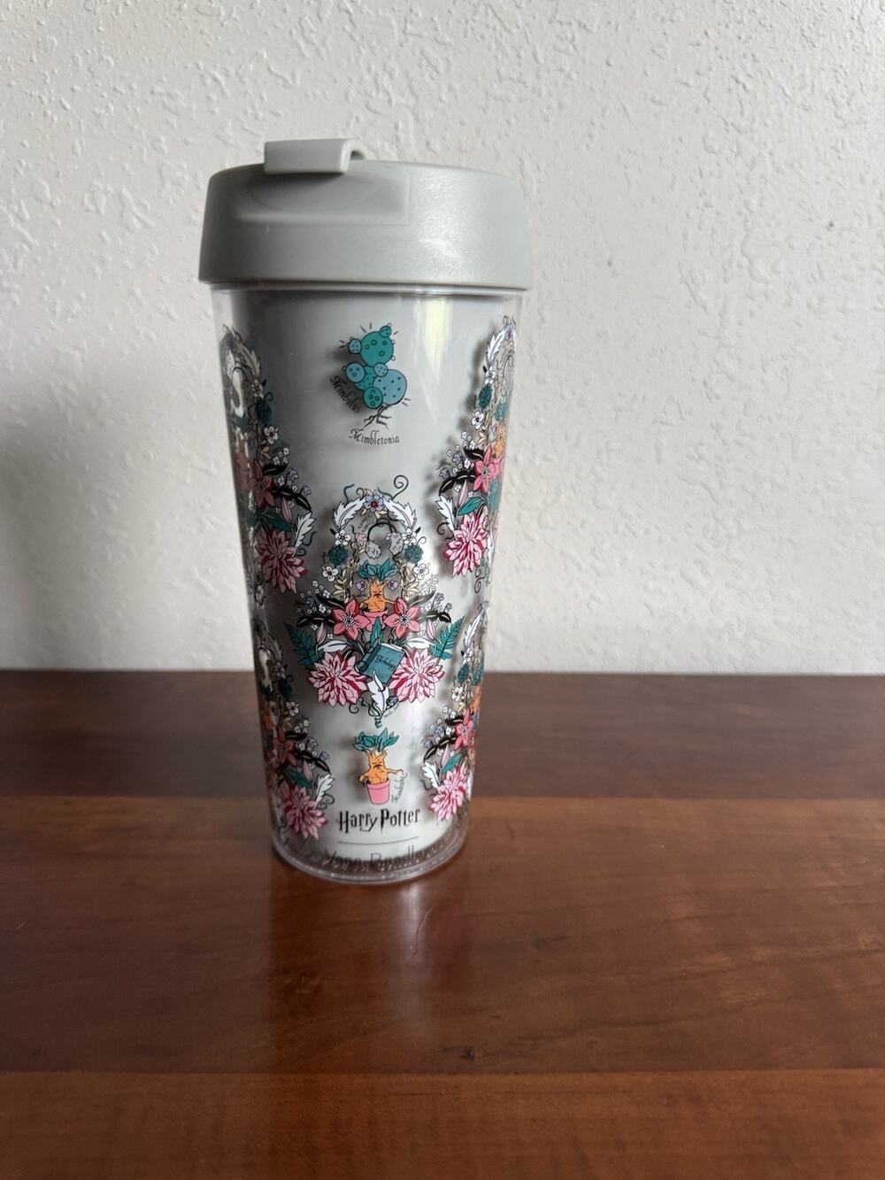 Vera Bradley Harry Potter Herbology Travel Coffee Mug Cup 16 Oz Silver Gray Cute